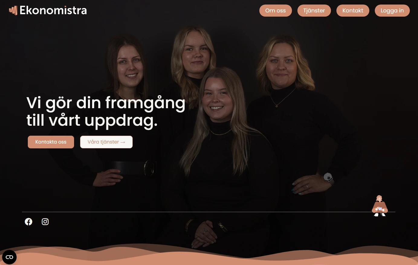 Webbdesign för Ekonomistra – modern startsida med teamfoto och tydligt budskap.