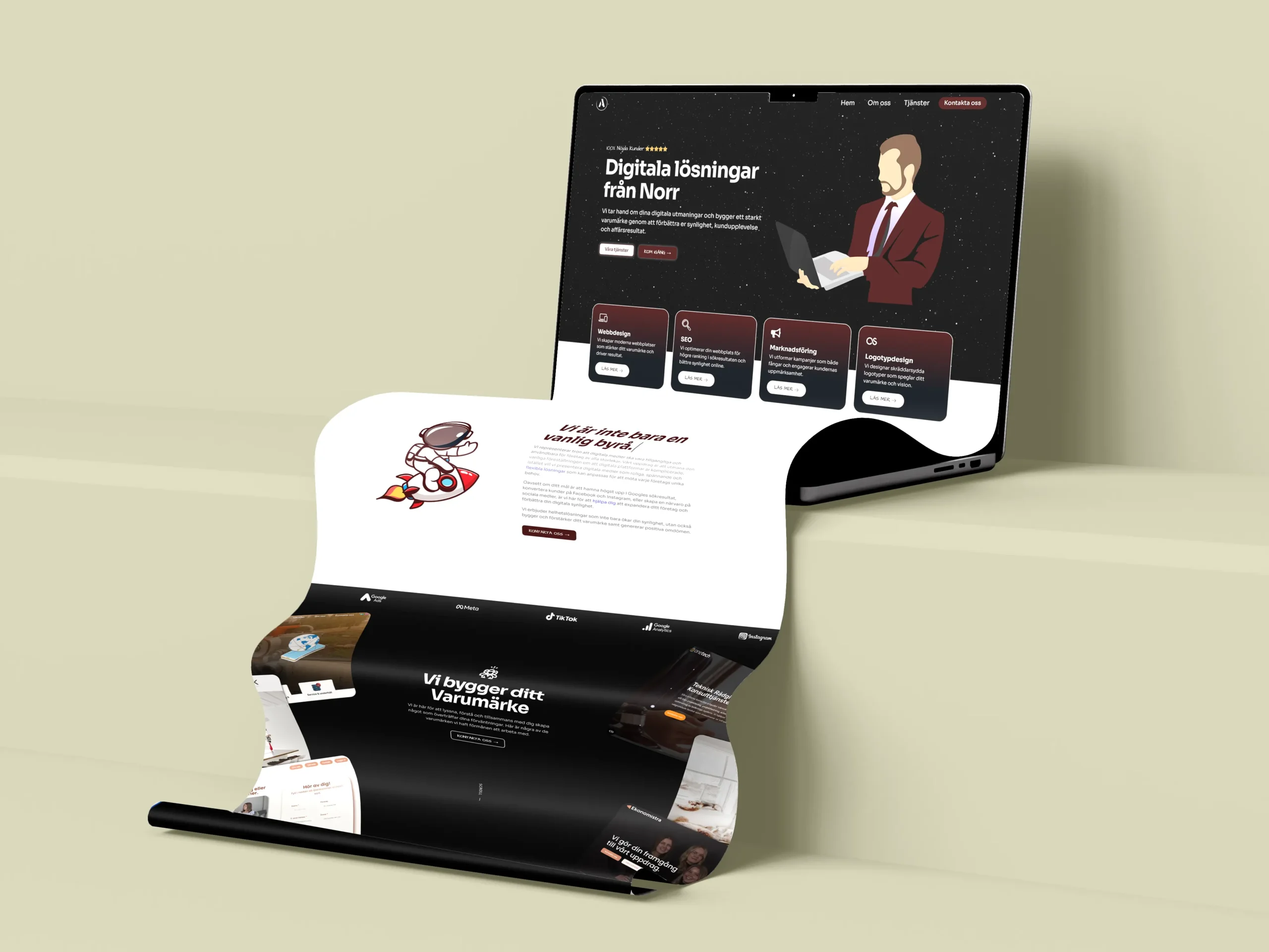 Laptop med responsiv webbsida som illustrerar modern webbdesign och användarvänliga lösningar.