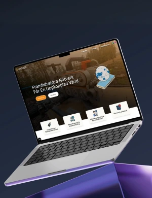Hemsida för Onetech visad på laptop – webbutveckling av Augebitur.